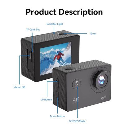 D800 Action Camera Ultra HD 4K/30FPS WiFi 2.0" 170DGPS Screen Helmet Video Recording 4X Zoom Underwater Waterproof Sports Camera