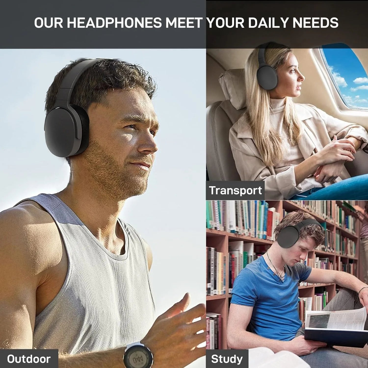P2961 Wireless Bluetooth 5.3 Headphones Over TWS HIFI Stereo Headset Sports With Earphones Music Player With HD Mic High Quality - Universal Market