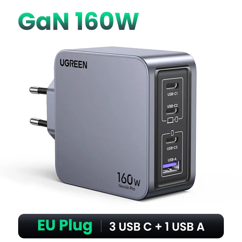 UGREEN 160W GaN Charger PD3.1 Type C QC4.0 3.0 Quick Charge For Macbook Pro Laptop USB Fast Charger For iPhone 17 Xiaomi Tablet