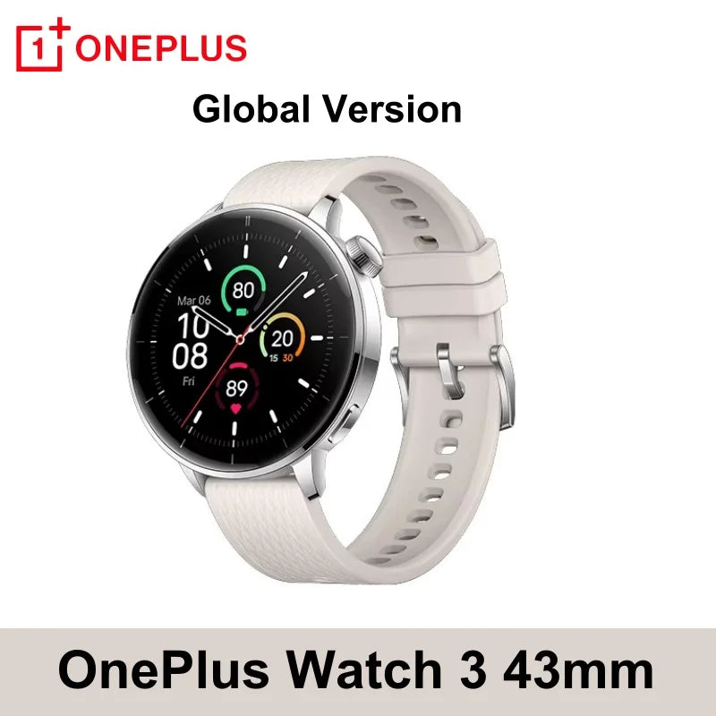 Global Version OnePlus Watch 3 43mm Smart Watch NFC 1.32" AMOLED Screen Snapdragon W5 Bluetooth Calling Health Tracking