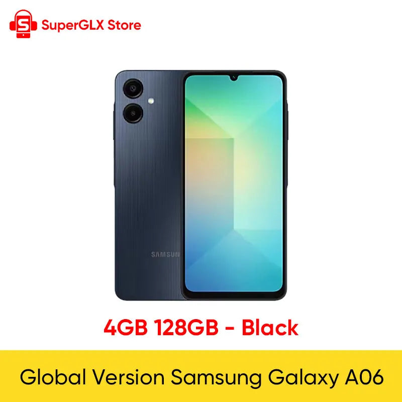 Global Version Samsung Galaxy A06 4G Smartphone Mediatek Helio G85 6.7" large PLS LCD Display 50MP Dual Camera 5000mAh Battery