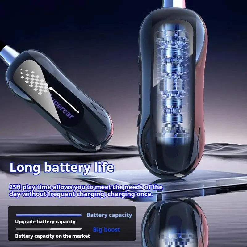Sports Car Shape Stereo Sound Neckband LED Display Wireless Bluetooth Headphones Magnetic in-ear Headsets Sports Gamer Earphones - Universal Market