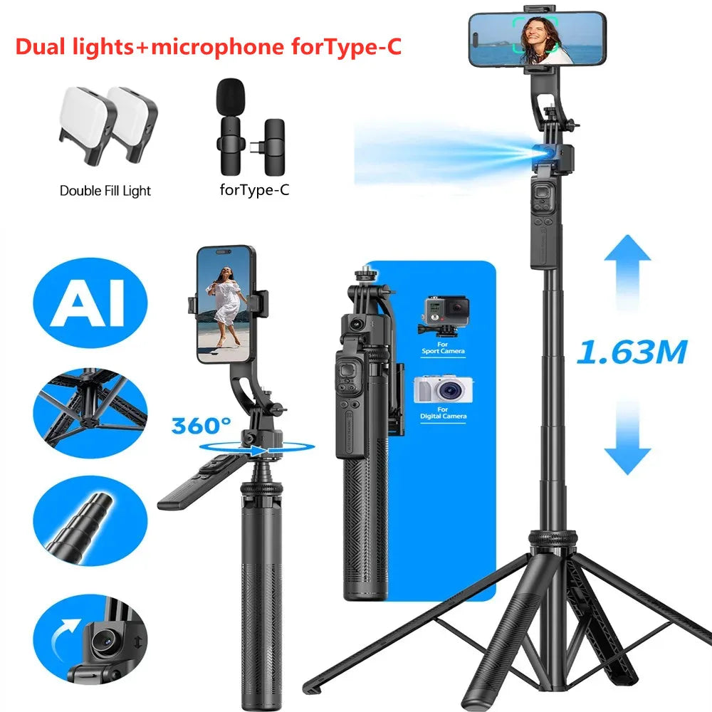 FGCLSY 360 ° rotation Selfie Stick Gimbal Stabilizer With Bluetooth Remote Intelligent AI Follow-Up Anti Shake For Smartphone