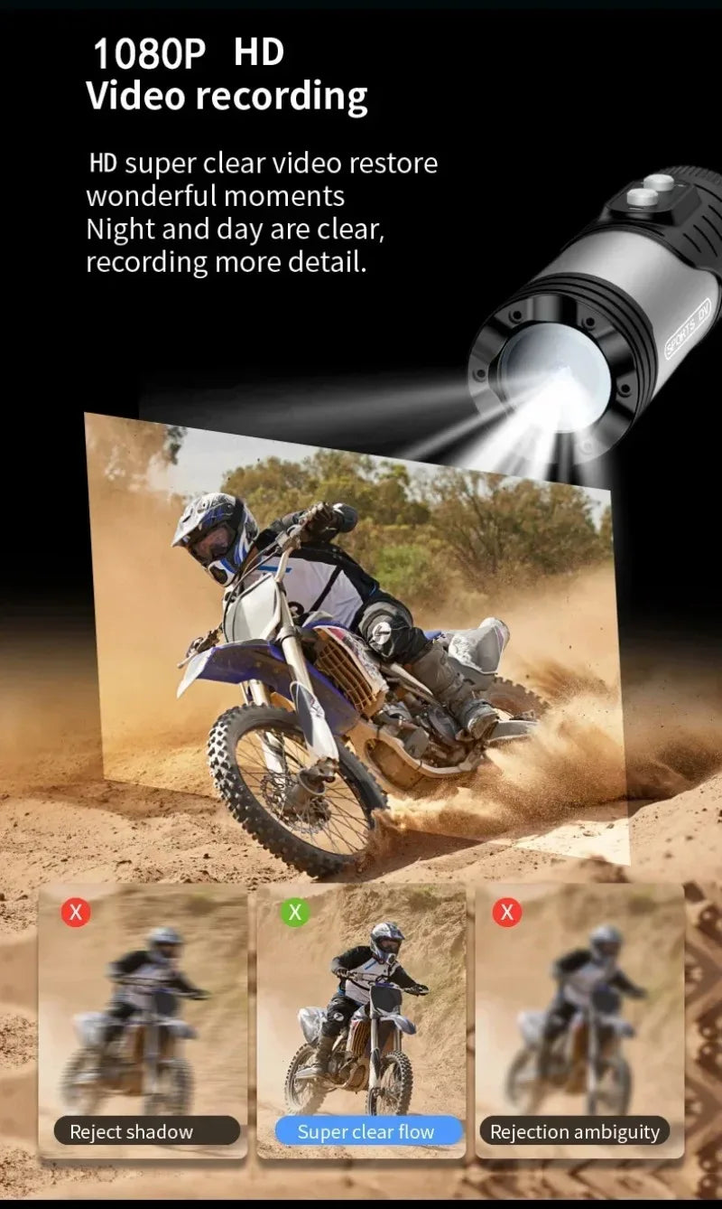 4K Mini Sport DV Action Sport Camera Flashlight Helmet Full HD 1080P Video Ideal Bodycam for Bike, Cycle, Motorcycle Camcorder