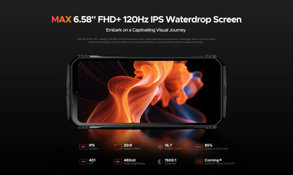 DOOGEE V Max Plus Rugged Phone 22000mAh 36GB(16+20) 512GB 200MP Camera Phone 6.58" 120Hz Dimensity 7050 Android14
