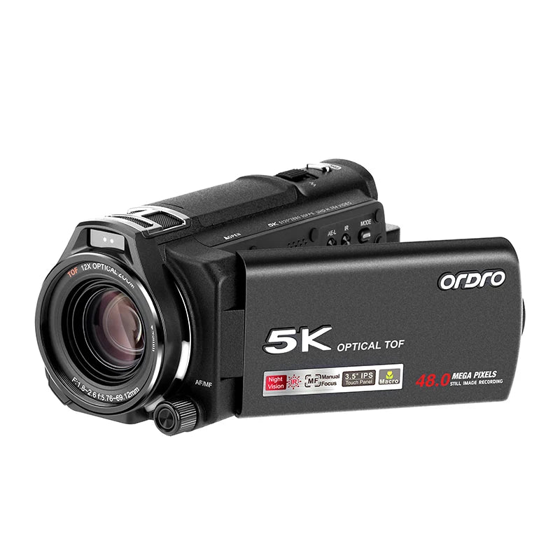 ORDRO XV80 Live Streams Digital Camera Camcorder 4K 12X Optical Zoom Big Touchscreen for Photograph YouTube Videos - Universal Market