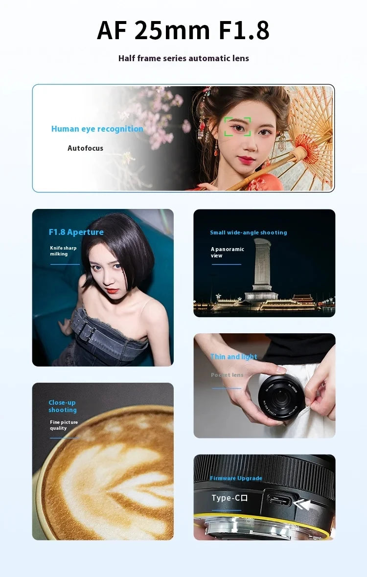 SGimage 25mm F1.8 AF Lens APS-C Large Aperture Prime Camera Portrait Lenses with STM silent motor for Sony E Fuji X Mount - Universal Market