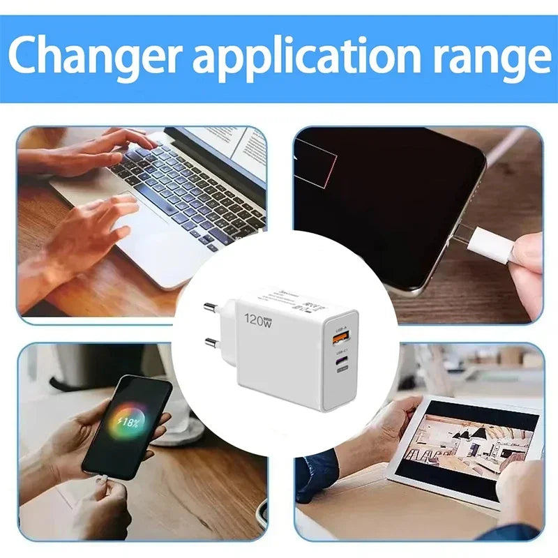 Xiaomi 120w EU US UK Mobile Phone Charger Super Fast Charging Head Flash Charging Suitable For Apple Xiaomi Huawei Samsung 2025