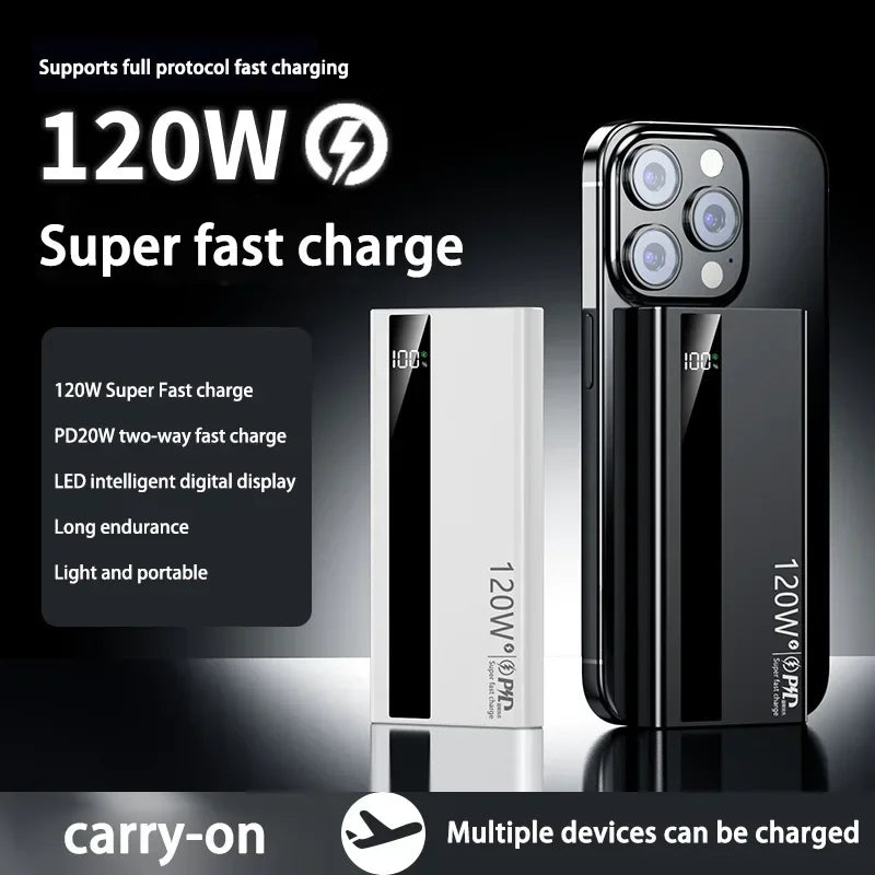 Xiaomi 200000mAh Power Bank 120W Super Fast Charge External Battery High Capacity Digital Display Charger For Iphone 16 Samsung
