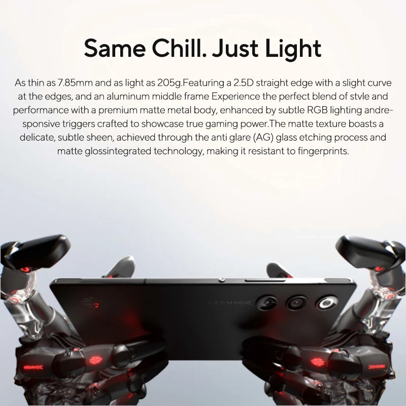 Global Version RedMagic 10 Air Gaming Phone Lightweight design 6.8" Snapdragon 8 Gen3 6000mAh 80W Charge 50MP NFC