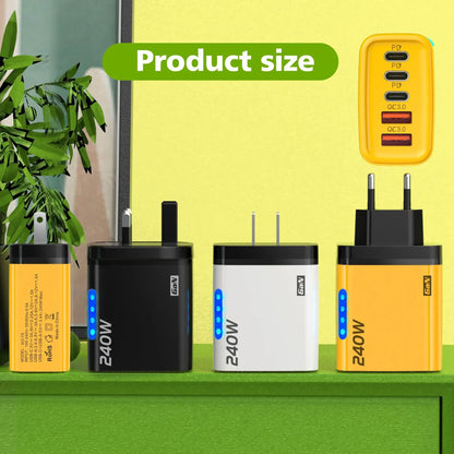 Xiaomi 240W QC3.0 PD 5 Ports GaN Fast Charger EU/US Plug Phone Charging Head Adapter with LED Light for iPhone Samsung Xiaomi