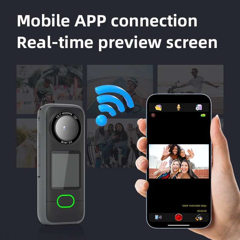 4K HD Action Camera Mini Sports Camera WIFI Wireless Sport Action Cam Waterproof Touchscreen Motorcycle Driving Recorder Outdoor