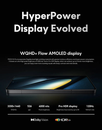 POCO F6 Pro Global Version Snapdragon® 8 Gen 2 Smartphone 120W HyperCharge 50MP triple camera WQHD+ 120Hz Flow AMOLED display