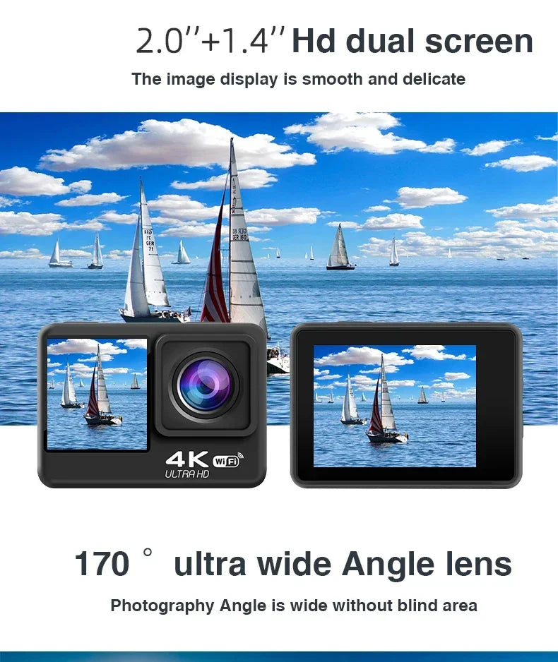 Action Camera 4K bicycle camera Electronic Stabilizer Action cam WiFi 4k Sport camera Helmet Video Recording Cameras for go pro