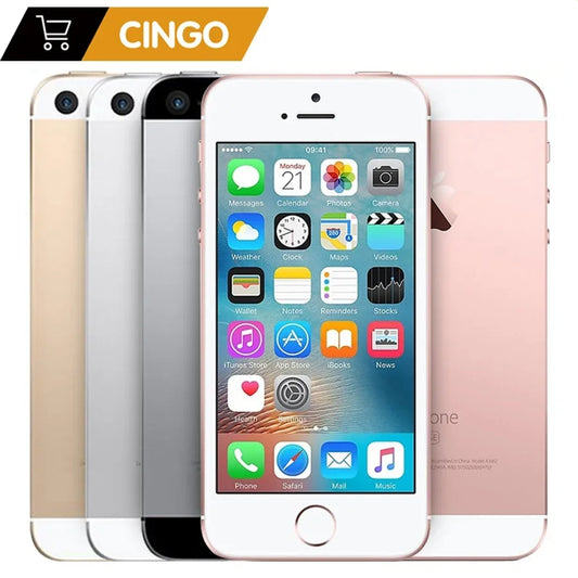 iPhone SE specifications unlocked mobile showcased in various colors with home screen visible.