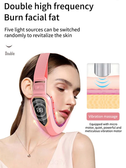 Facial Lifting Device LED Photon Therapy Facial Slimming Vibration Massager Double Chin V Face Shaped Cheek Lift  Belt Machine