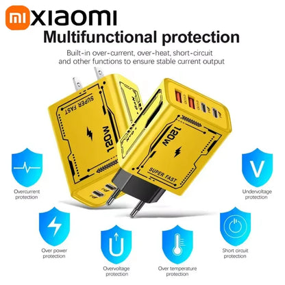 XIAOMI 4 Port USB C PD Ultra 120W Fast Charger USB 3.0 Type C EU Plug Mobile Phone Charger Quick Charging For iPhone Huawei 2025