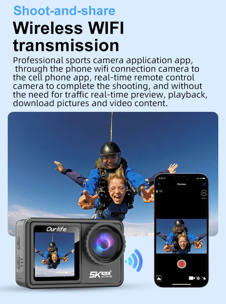 5K HD Outdoor Sports Camera Video Recording Action Shoot Stabilization Underwater Waterproof Photography Cam CarDriving Recorder