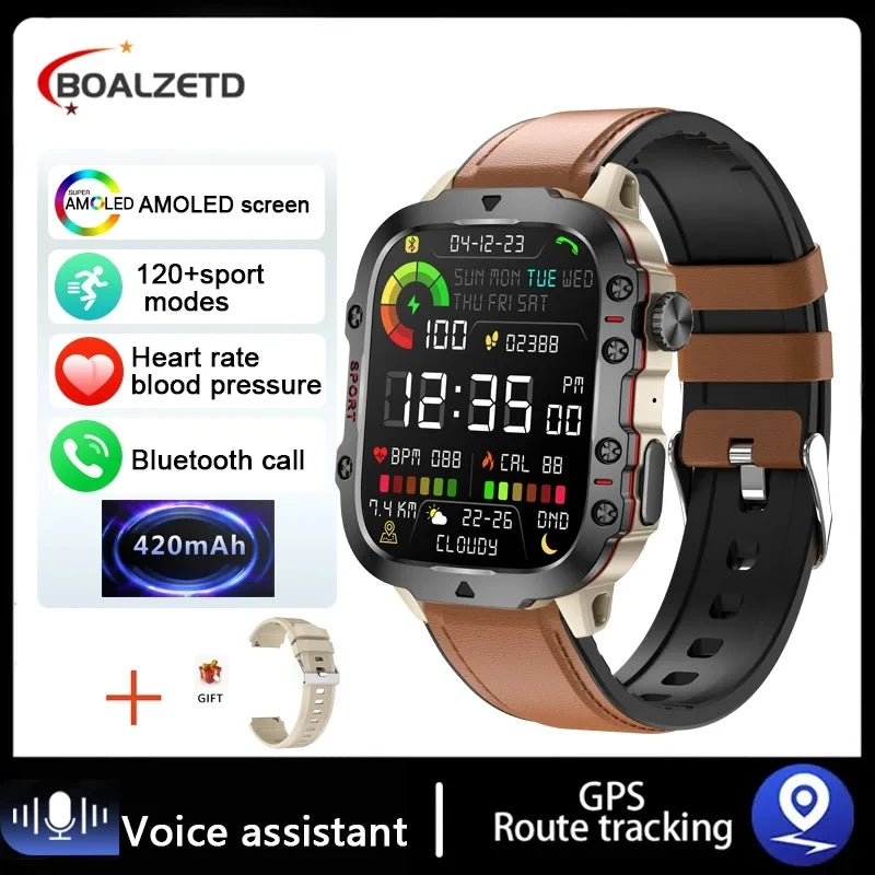 2025 Outdoor Smart Watch Men 2.01" Screen 3ATM Waterproof Watches Bluetooth Call Ai Voice Sport Smartwatch For Android IOS Phone