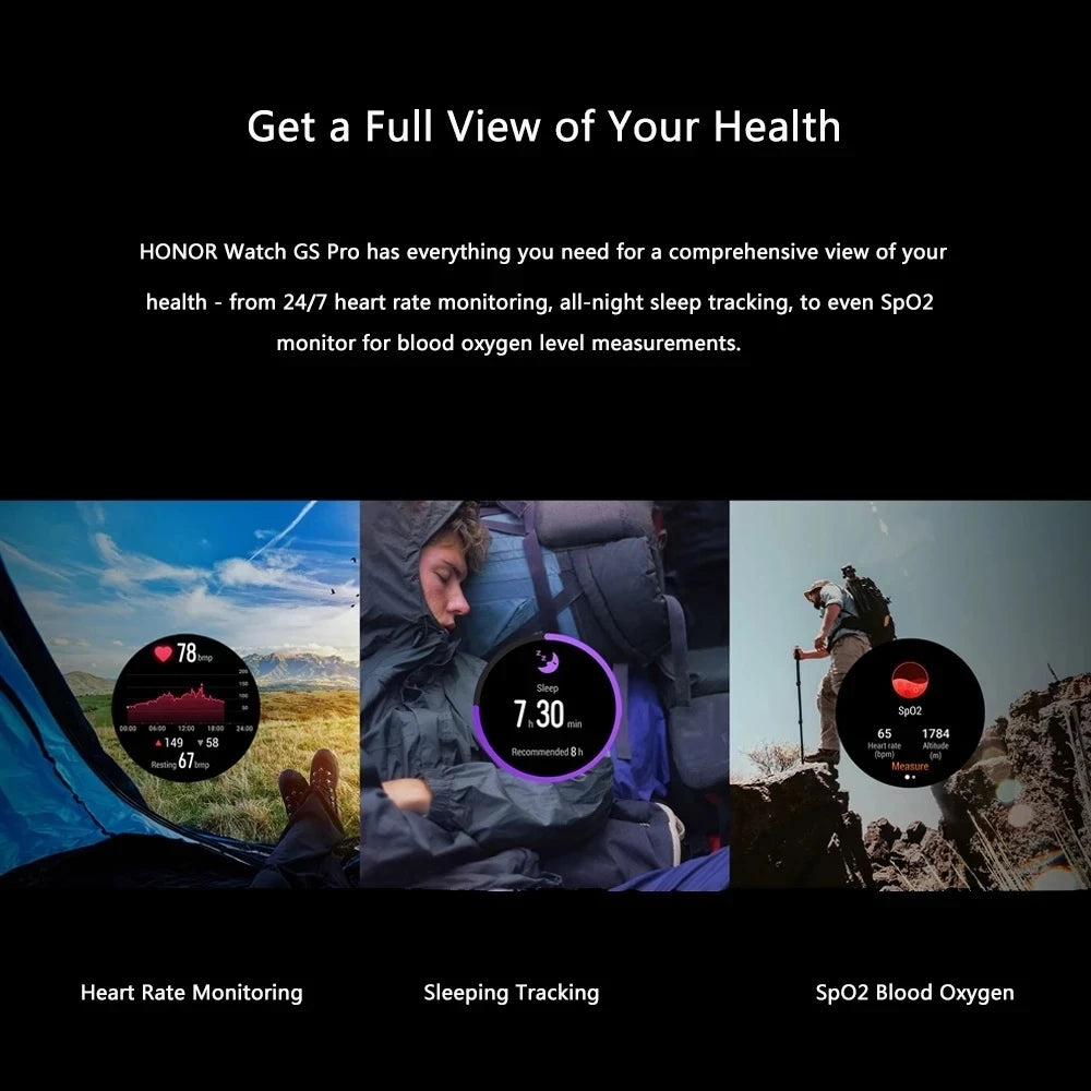 Original Honor Watch GS Pro Smart Watch SpO2 Smartwatch Heart Rate Monitoring Bluetooth Call 5ATM Sports Watch for Men