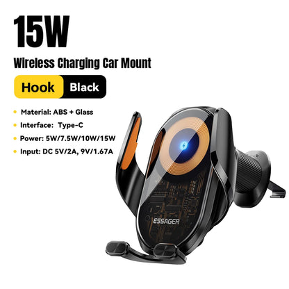 Essager 15W Magnetic Wireless Car Charger for MacSafe 15W Cooling Stand Holder for iPhone 16 15 14 13 12 Pro Max Xiaomi Samsung