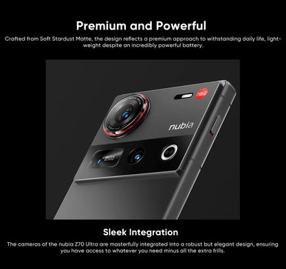 Global Version Nubia Z70 Ultra NX733J 5G Smartphone Snapdragon 8 Elite 6.85" 144Hz AMOLED Display 6150mAh 80W Fast Charge IP69