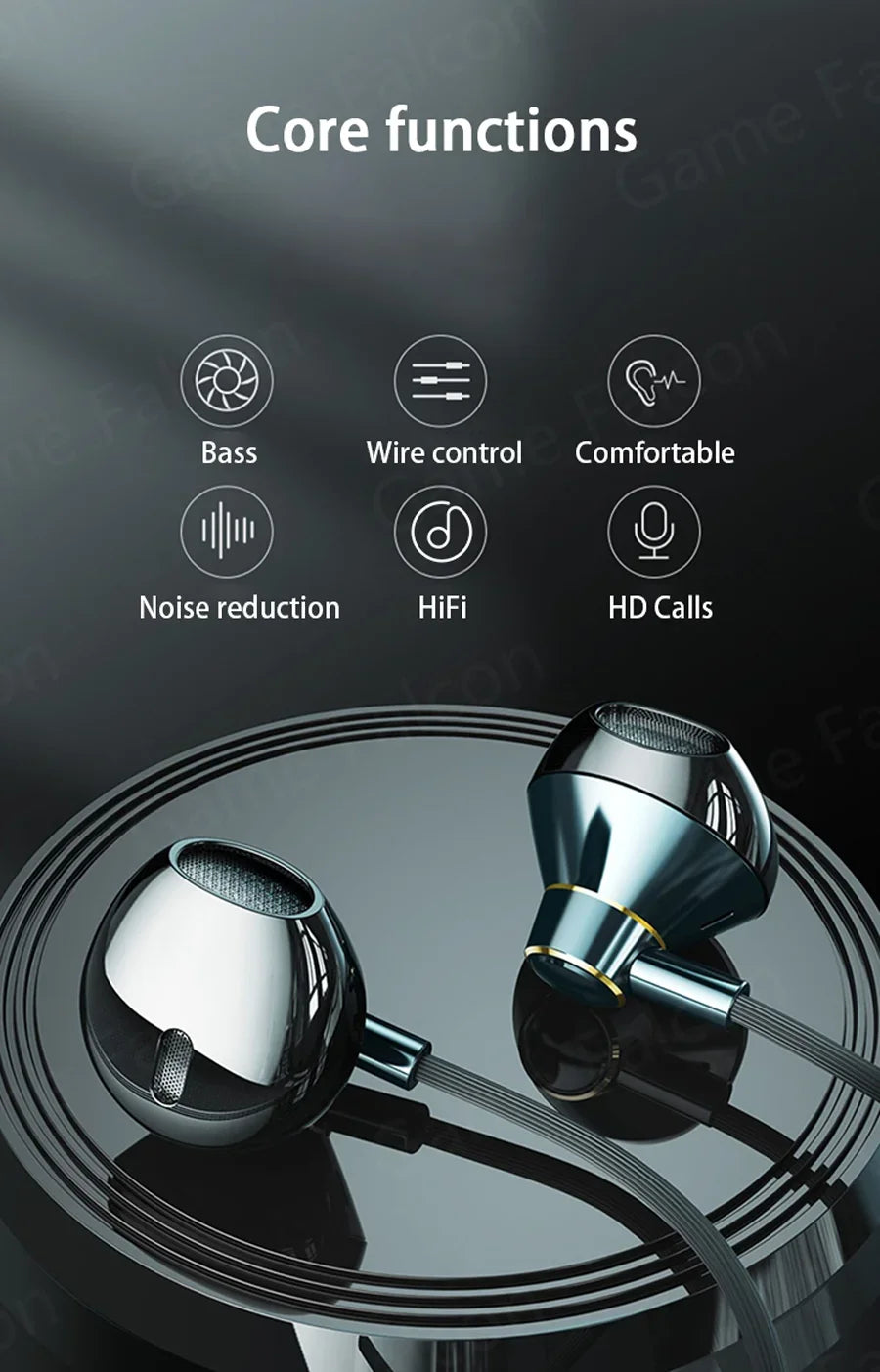 USB Type C Headphone HiFi Bass Stereo Volume Control Mic 3.5mm Wired Earbuds For Galaxy S24 S23 S22 S21 Ultra iPhone 15 Pro Max - Universal Market