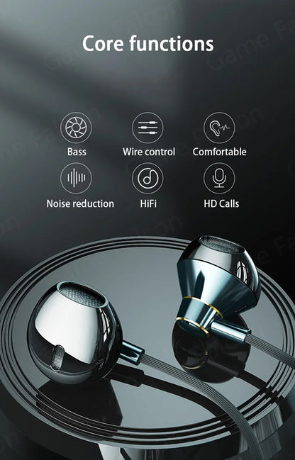 USB Type C Headphone HiFi Bass Stereo Volume Control Mic 3.5mm Wired Earbuds For Galaxy S24 S23 S22 S21 Ultra iPhone 15 Pro Max - Universal Market
