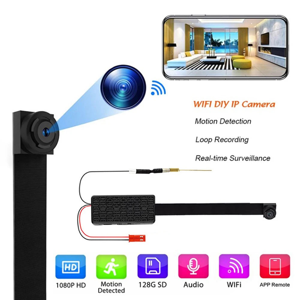 HD 1080P DIY Portable WiFi IP Mini Camera P2P Infrared Night Vision Remote View Micro Webcam Camcorder Wearable Video Recorder - Universal Market