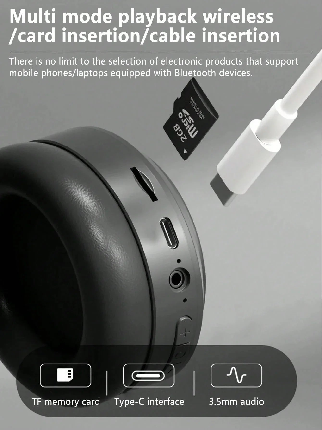M5 Wireless Headset Bluetooth5.3 HiFi Stereo Earphones Noise Cancelling Gaming Headband Foldable with Mic Earbuds - Universal Market