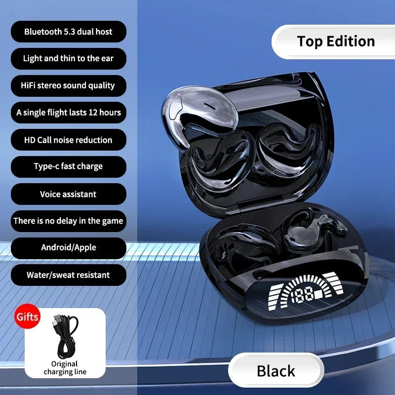 Sleep Invisible Stereo Headset IPX5 Waterproof Wireless Bluetooth Earphone Earbuds with Mic for Phone Bluetooth 5.3 Headphones - Universal Market