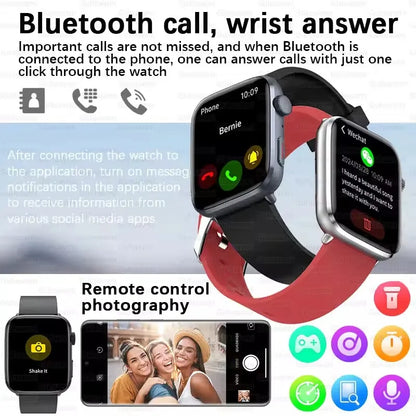 2025 AI Diagnosis NFC Smart Watch Women 1.85 inch AMOLED Blood pressure Heart Rate Temperature BT call Smartwatches Men For IOS