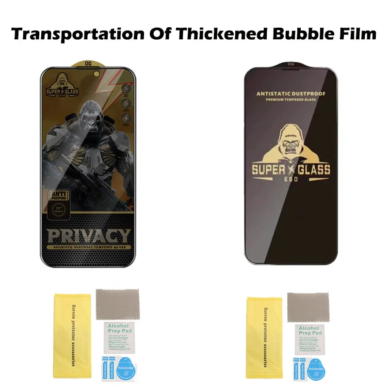 King Kong Gorilla Privacy Screen Protector For iPhone 11 12 13 14 15 Pro Max Anti-spy Tempered Glass For iPhone X XS Max 13 Pro