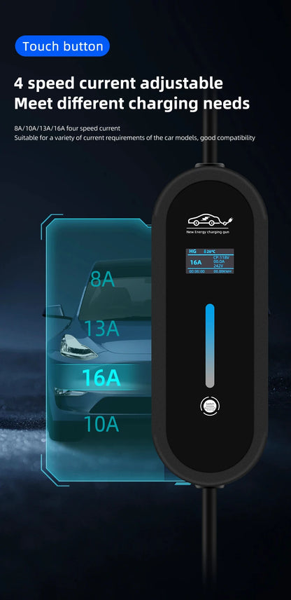 ROMADA 3.5KW 16A EV Portable Charger 3M 5M 10M 15M 20M Cable Type2 IEC62196 EVSE Wallbox Adapter EU Plug For Electric Vehicle