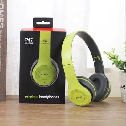 P47 Bluetooth 5.0 Wireless Headphone Foldable HIFI Stereo Bass Earphone Kid Helmet Gift With Mic USB Adaptor For iPhone Game - Universal Market