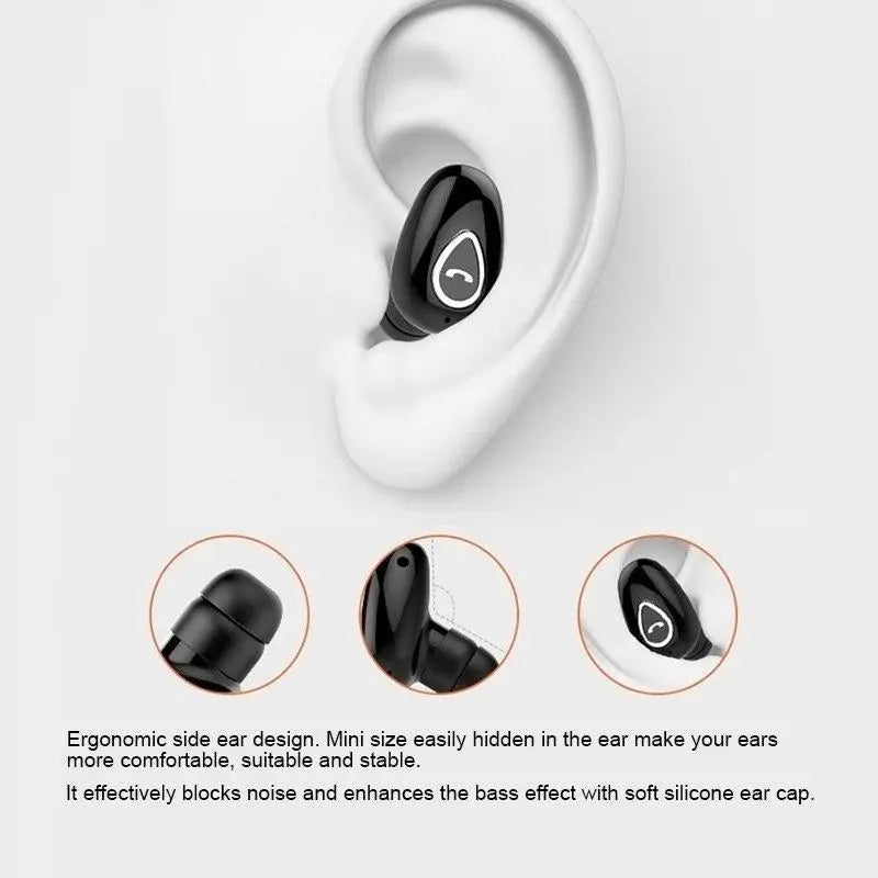 Mini Invisible Earphones Bluetooth 5.0 Wireless Headphones Hands Free Sports In-Ear Earbuds HiFi Music Gaming Headset with Mic - Universal Market
