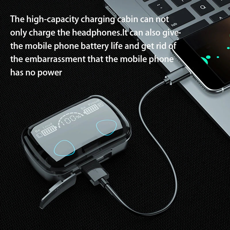 TWS M10 Wireless Bluetooth Headset with Charge Box for Phone Noise Cancelling Mic Earbuds LED Display Headphones Sport Earphones - Universal Market