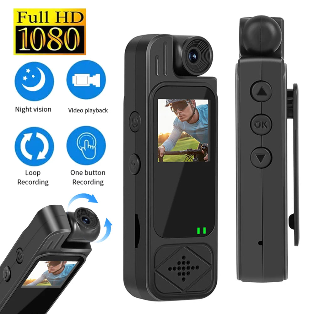 128GB Full HD 1080P Mini Body Camera Body Mounted Camera Night Vision Digital Video Recorder 1.3inch Bodycam Worn Police Camera