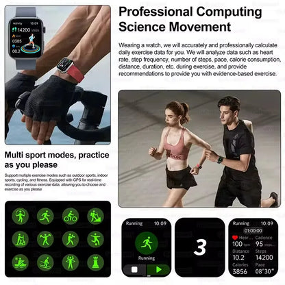 2025 AI Diagnosis NFC Smart Watch Women 1.85 inch AMOLED Blood pressure Heart Rate Temperature BT call Smartwatches Men For IOS