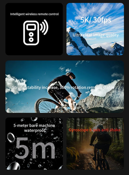 VIRAN V10 5K Action Camera Electronic Image Stabilization 2" Touch LCD 4K Waterproof Action Camera Dashcam Motion Detection