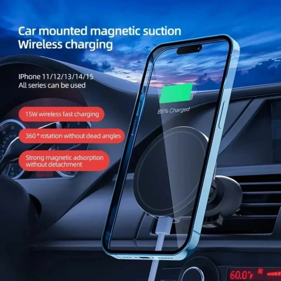 30W Fast Car Magnetic Wireless Charger Dock Macsafe For iPhone 12-16 Pro Max Mini Air Vent Mount Clip Car Phone Holder Stand