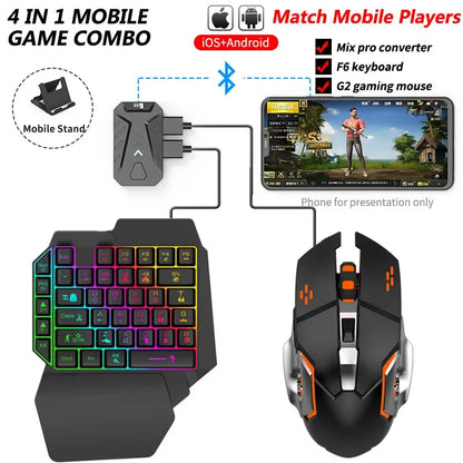 Mobile Game Keyboard and Mouse Adapter, PUBG/Call of Duty Controller Converter Wired/Wireless for Android/(iOS Less than 13.4)