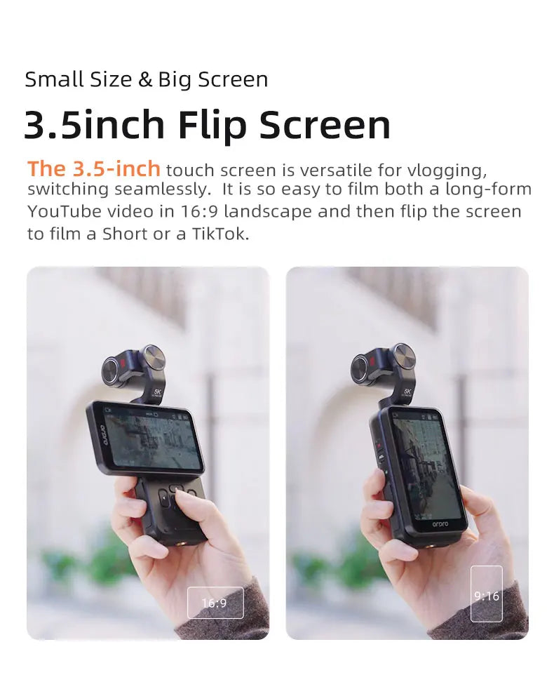 Ordro M5 Vlog Action Pocket Camera 5K 3-Axis Anti-shake Digital Video Camcorder 3.5" Screen Face Tracking IR Night Vison - Universal Market