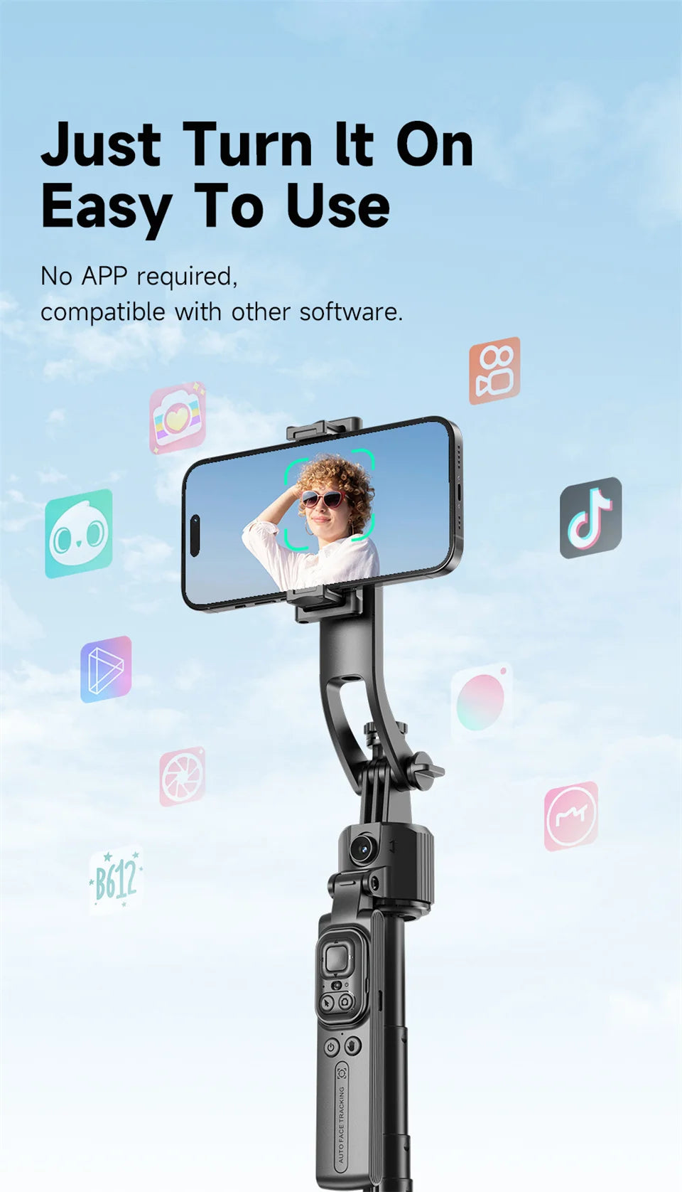 FGCLSY 360 ° rotation Selfie Stick Gimbal Stabilizer With Bluetooth Remote Intelligent AI Follow-Up Anti Shake For Smartphone