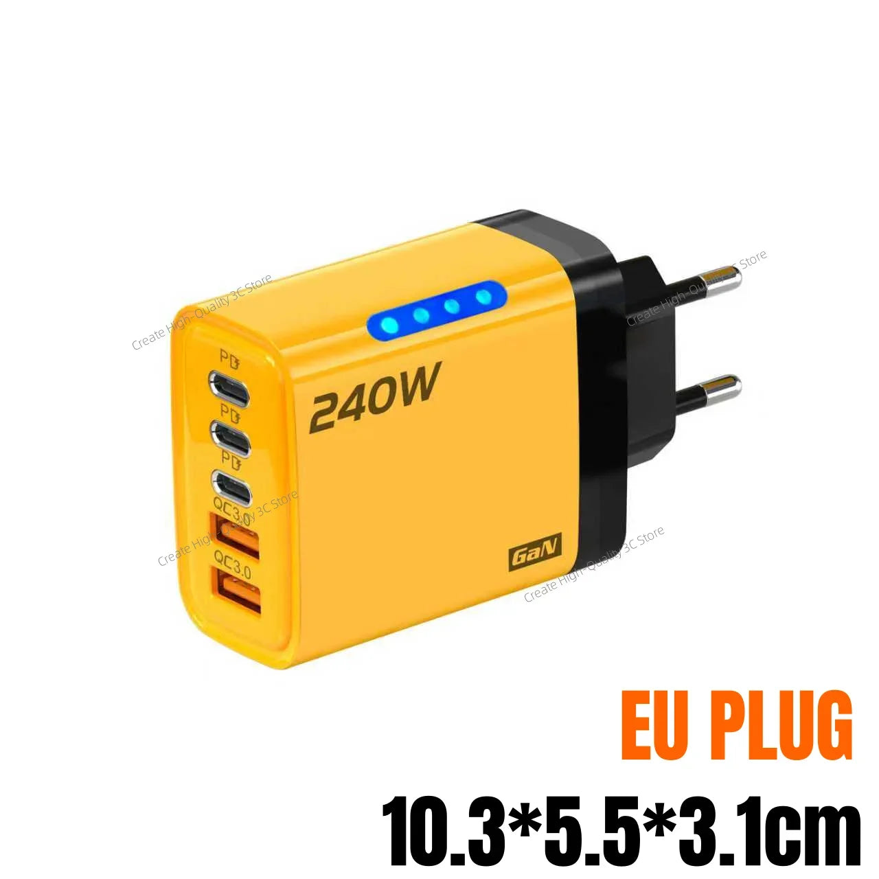 Xiaomi 240W QC3.0 PD 5 Ports GaN Fast Charger EU/US Plug Phone Charging Head Adapter with LED Light for iPhone Samsung Xiaomi