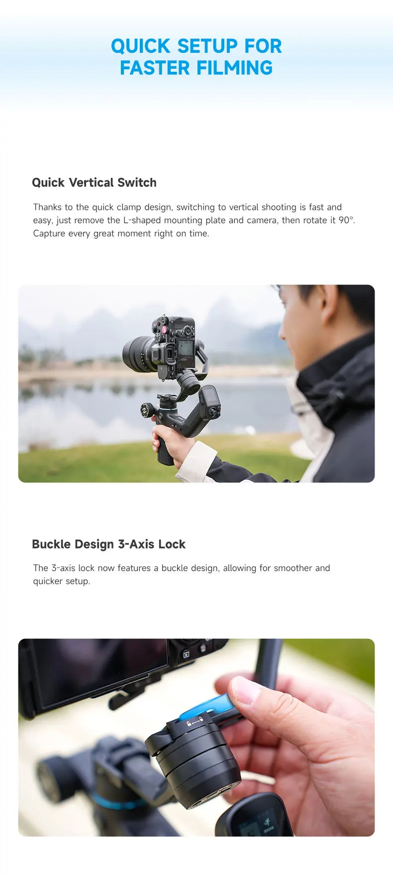 FeiyuTech SCORP Mini 3 Pro Gimbal with Detachable Remote Handle & AI 4.0 Tracking for Mirrorless, Action Camera & Smartphones - Universal Market