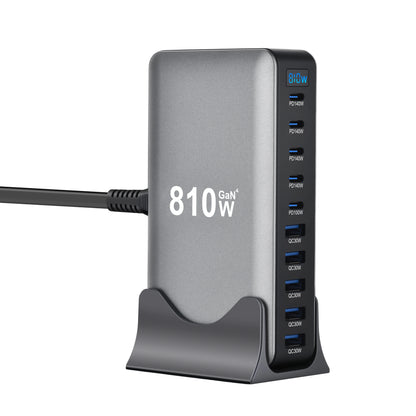 2025 New 810W GaN PD3.1 Fast Charging Station Adapters USB Type C 10-Port Desktop Fast Charger for Mobile & Tablets Dropshipping