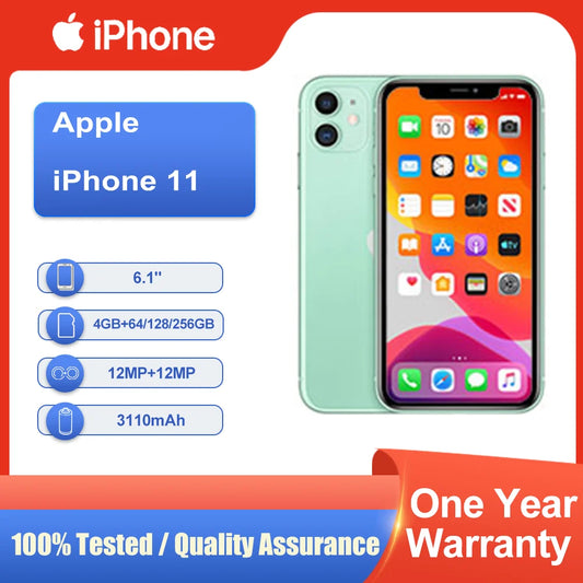 Original Unlocked Apple iPhone 11 4GB RAM 64/128/256GB ROM 6.1" Face ID NFC Super Retina XDR OLED Fast Shipping 5G CellPhone - Universal Market