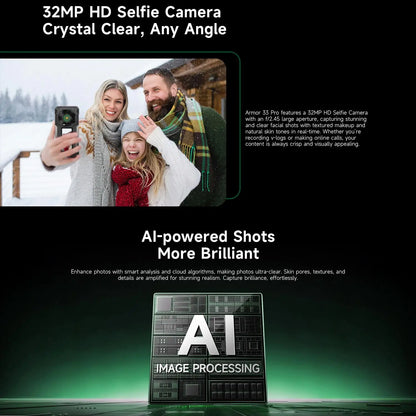 Ulefone Armor 33 Pro Rugged Smartphone 5G Dual Screen 6.95" 120Hz 16GB+512GB 25500mAh Battery 66W 64MP Night Vision NFC