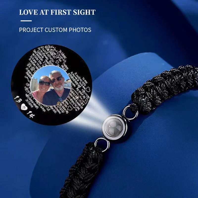 NEW Custom Photo Bracelet with Photo Projection Hand Woven Personalized Photo Projection Bracelet Memory Bracelet Photo - Universal Market